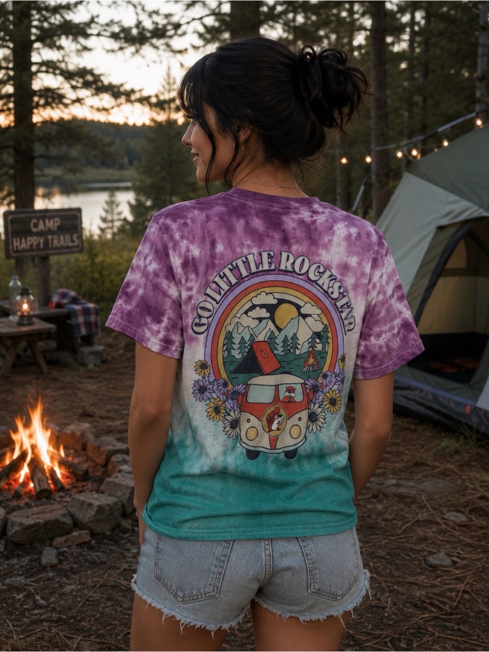 Cozy Buc-ee’s Tie-Dye Graphic Tee - Purple & Teal